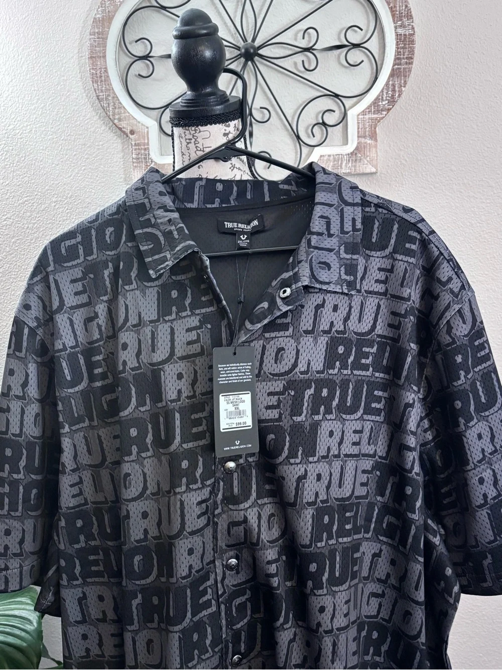 True Religion Black Logo Short Sleeve Shirt
